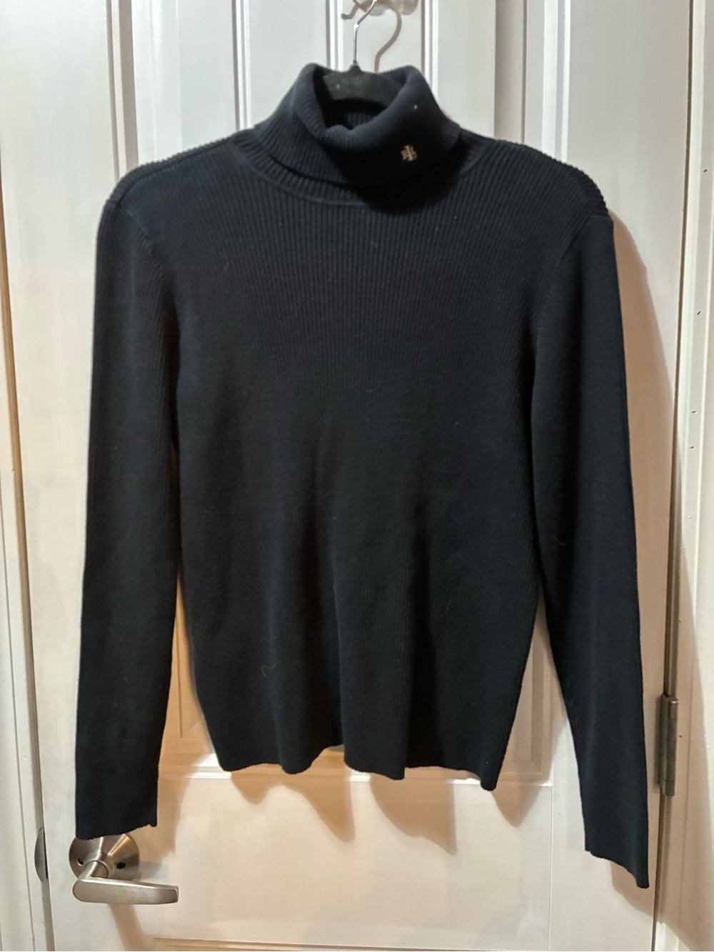 Lauren Ralph Lauren Black Turtleneck Women's Sweater - Classic Rib Knit